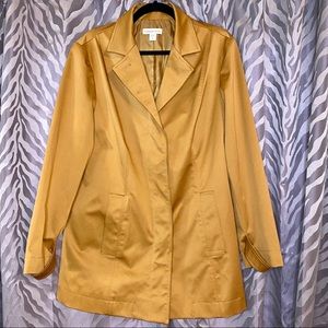 Coldwater Creek Collared Trench Coat- Mustard Gold